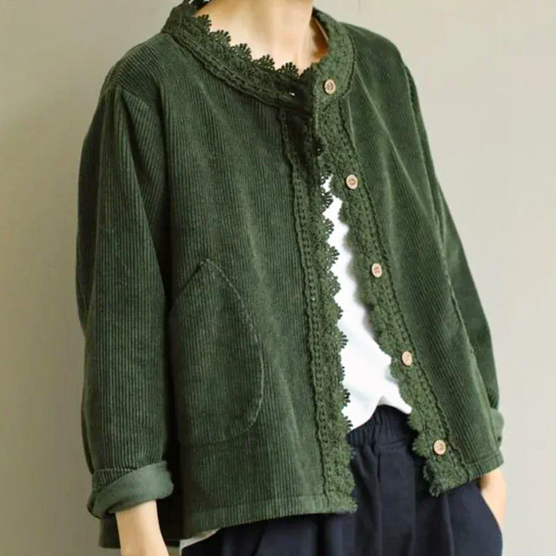 Corduroy Lace-Trim Jacket