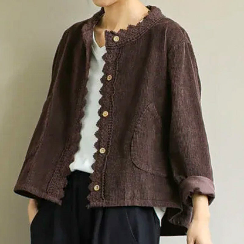 Corduroy Lace-Trim Jacket